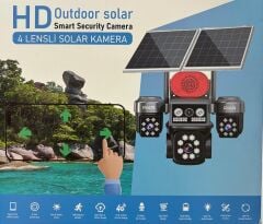 e-SİM Destekli Güneş Enerjili 4 Kameralı Renkli Gecegörüş Solar Kamera  ( 7/24 Kayıt Bulut Desteği )