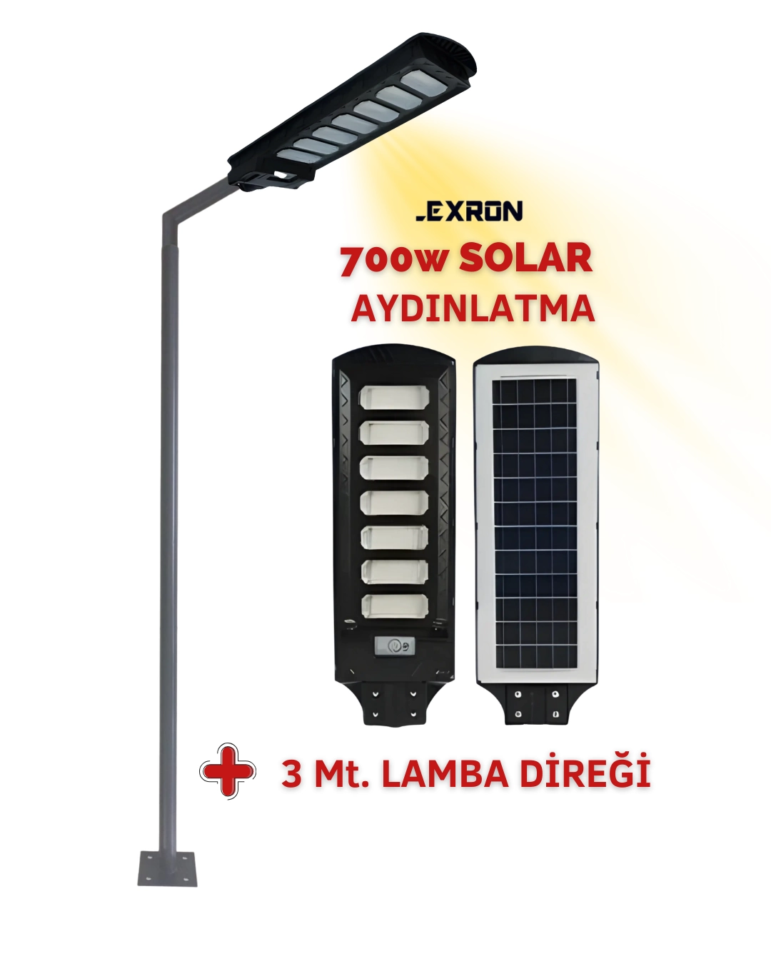 700W SOLAR AYDINLATMA LAMBASI DİREKLİ