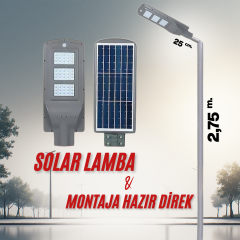 180W Solar Güneş Enerjili Sokak Lambası + 3m. Lamba Direği