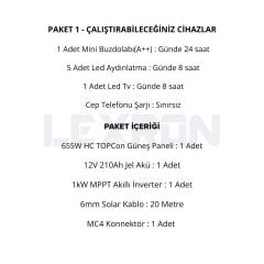 1kW JEL AKÜLÜ SOLAR PAKET SİSTEM (PAKET 1)